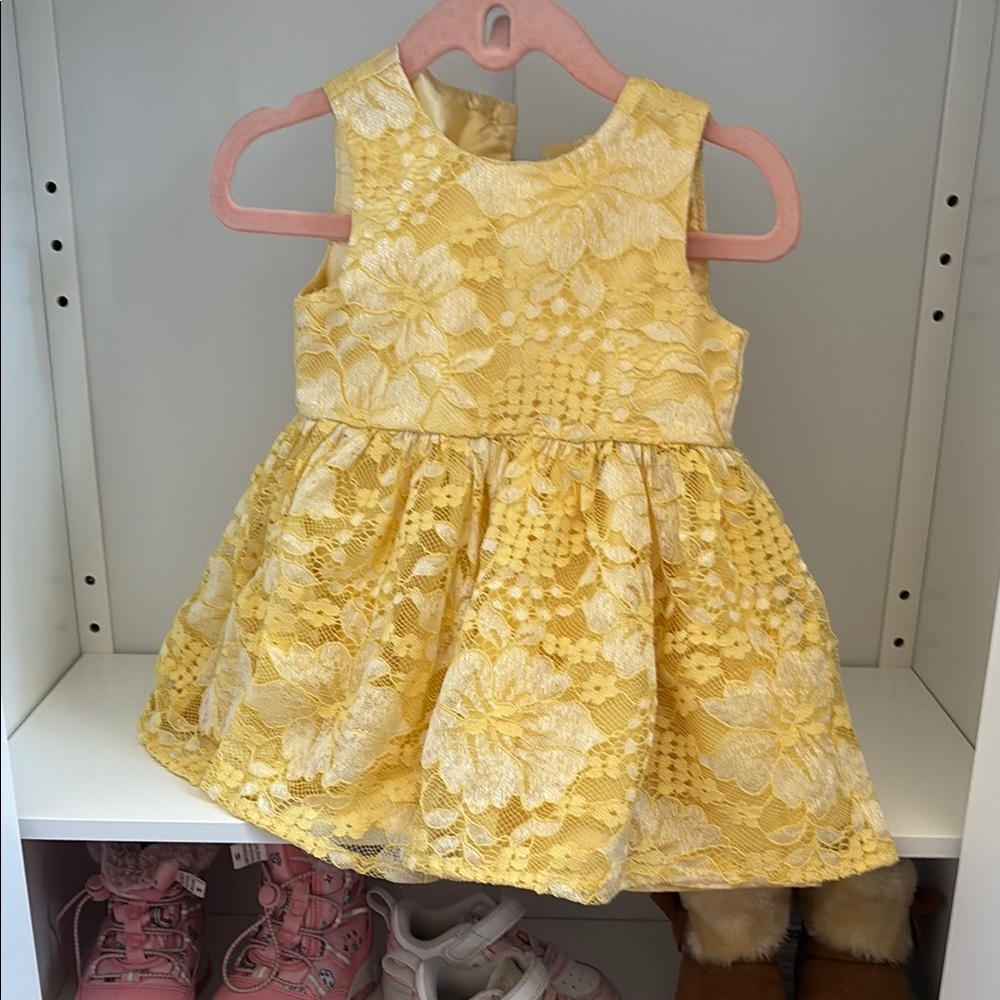 Yellow Floral Lace Dress